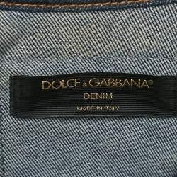 Pre Owned Dolce & Gabbana Blue Denim Cropped Jacket XS