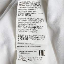 Pre Owned Dolce & Gabbana White Logo Cotton Ruffled Collar T-Shirt S