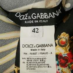 Pre Owned Dolce & Gabbana Black Printed Silk Blouse M