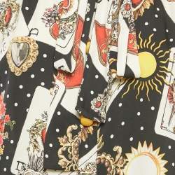 Pre Owned Dolce & Gabbana Black Printed Silk Blouse M