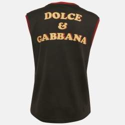 Pre Owned Dolce & Gabbana Black Bring Me To The Moon Print Jersey Sleeveless Top XS