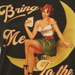 Pre Owned Dolce & Gabbana Black Bring Me To The Moon Print Jersey Sleeveless Top XS