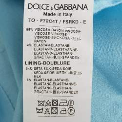 Pre Owned Dolce & Gabbana Blue Printed Crepe Sleeveless Crop Top & Shorts Set S