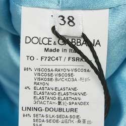 Pre Owned Dolce & Gabbana Blue Printed Crepe Sleeveless Crop Top & Shorts Set S