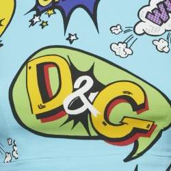 Pre Owned Dolce & Gabbana Blue Printed Crepe Sleeveless Crop Top & Shorts Set S