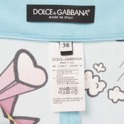 Pre Owned Dolce & Gabbana Blue Printed Crepe Sleeveless Crop Top & Shorts Set S