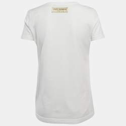 Pre Owned Dolce & Gabbana White Logo printed Cotton Knit T-Shirt S