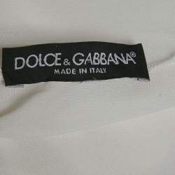 Pre Owned Dolce & Gabbana White Crepe Ruffled Tie-Up Detail Blouse M