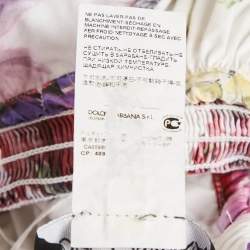 Pre Owned Dolce & Gabbana White Floral Print Cotton Smocked Sleeveless Midi Dress XS