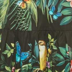 Pre Owned تنورة دولتشي أند غابانا بوبلين بطبعة الخشخاش الأبيض طول ميدي مقاس ميديوم