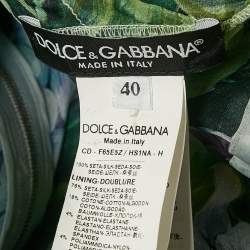 Pre Owned Dolce & Gabbana Green Hydrangea Print Organza Silk Midi Dress S