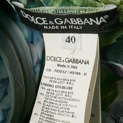 Pre Owned Dolce & Gabbana Green Hydrangea Print Organza Silk Midi Dress S
