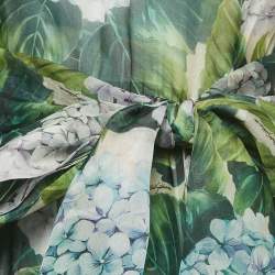Pre Owned Dolce & Gabbana Green Hydrangea Print Organza Silk Midi Dress S