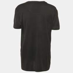 Pre Owned Dolce & Gabbana Black Printed Cotton Crew Neck T-Shirt M