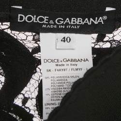 Pre Owned Dolce & Gabbana Black Lace Midi Skirt S