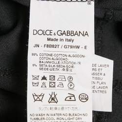 Pre Owned Dolce & Gabbana Black Floral Silk Trim Jersey Sleeveless Top XS