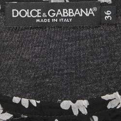 Pre Owned Dolce & Gabbana Black Floral Silk Trim Jersey Sleeveless Top XS