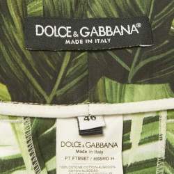 Pre Owned Dolce & Gabbana Green Tropical Print Cotton High Waist Trouser L