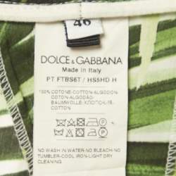 Pre Owned Dolce & Gabbana Green Tropical Print Cotton High Waist Trouser L