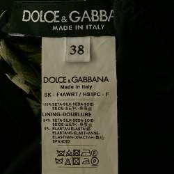 Pre Owned Dolce & Gabbana Black Printed Silk Midi Skirt S