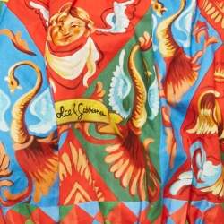 Pre Owned Dolce & Gabbana Red/Blue Carretto Print Cotton Crop Top S