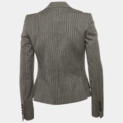 Pre Owned Dolce & Gabbana Grey Striped Wool Tailored Blazer S