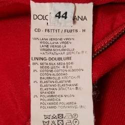 Pre Owned Dolce & Gabbana Red Wool Crepe Sleeveless Midi Dress M
