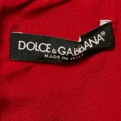 Pre Owned Dolce & Gabbana Red Wool Crepe Sleeveless Midi Dress M