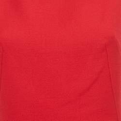 Pre Owned Dolce & Gabbana Red Wool Crepe Sleeveless Midi Dress M