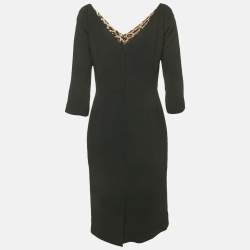 Pre Owned Dolce & Gabbana Black Crepe V-Neck Midi Dress M
