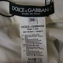 Pre Owned Dolce & Gabbana White Polka Dot Print Silk Mini Skirt XS