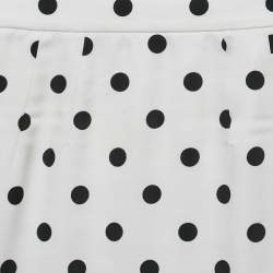 Pre Owned Dolce & Gabbana White Polka Dot Print Silk Mini Skirt XS