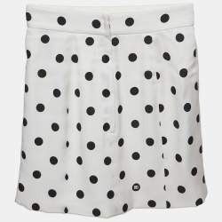 Pre Owned Dolce & Gabbana White Polka Dot Print Silk Mini Skirt XS