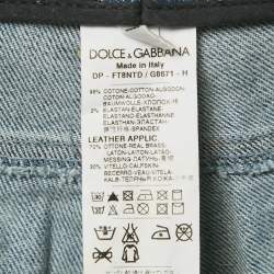 Pre Owned بنطال جينز دنيم دولتشي أند غابانا أخضر بطبعة فهد مقاس متوسط وسط 30 بوصة