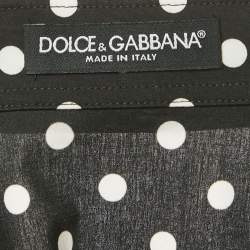 Pre Owned Dolce & Gabbana Black Polka Dots Print Cotton Tie-Up Shirt S