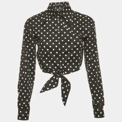 Pre Owned Dolce & Gabbana Black Polka Dots Print Cotton Tie-Up Shirt S