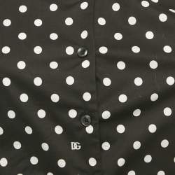 Pre Owned Dolce & Gabbana Black Polka Dots Print Cotton Tie-Up Shirt S