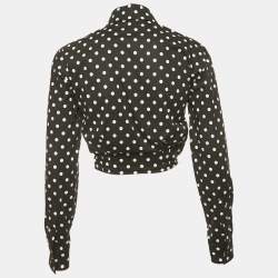 Pre Owned Dolce & Gabbana Black Polka Dots Print Cotton Tie-Up Shirt S