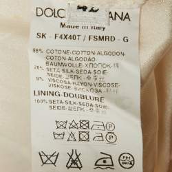 Pre Owned Dolce & Gabbana White Rose Print Cotton Blend Jacquard Midi Skirt M