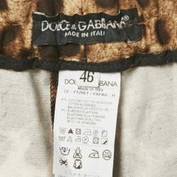 Pre Owned Dolce & Gabbana Brown Leopard Print Cotton Trousers L