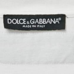 Pre Owned Dolce & Gabbana White Jersey Patch Work Sleeveless T-Shirt M