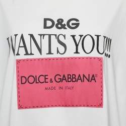 Pre Owned Dolce & Gabbana White Jersey Patch Work Sleeveless T-Shirt M