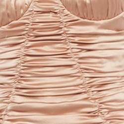 Pre Owned Dolce & Gabbana Pink Silk Off Shoulder Ruched Mermaid Gown M