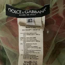 Pre Owned Dolce & Gabbana Green Floral Print Midi Wrap Dress M