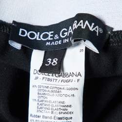 Pre Owned Dolce & Gabbana Black Stretch Cotton Logo Elastic Waist Detail Leggings S