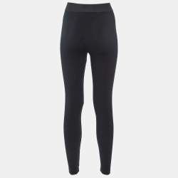 Pre Owned Dolce & Gabbana Black Stretch Cotton Logo Elastic Waist Detail Leggings S