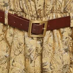 Pre Owned Dolce & Gabbana Gold Brocade Belt Detail Midi Dress M