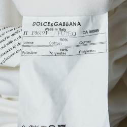 Pre Owned Dolce & Gabbana White Cotton Knit Bow Detail T-Shirt L