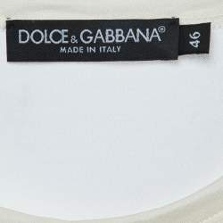 Pre Owned Dolce & Gabbana White Cotton Knit Bow Detail T-Shirt L