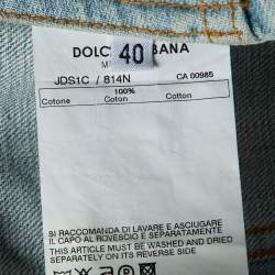 Pre Owned Dolce & Gabbana Blue Washed Denim Button Front Jacket S